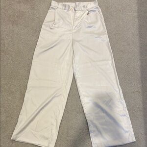 Cream Wide Satin Pants Women